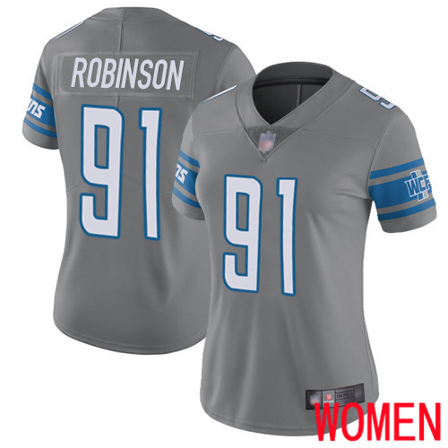 Detroit Lions Limited Steel Women Ahawn Robinson Jersey NFL Football #91 Rush Vapor Untouchable